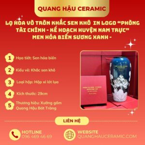 Thiết kế lọ hoa in logo Phòng Tài chính - Kế hoạch huyện Nam Trực