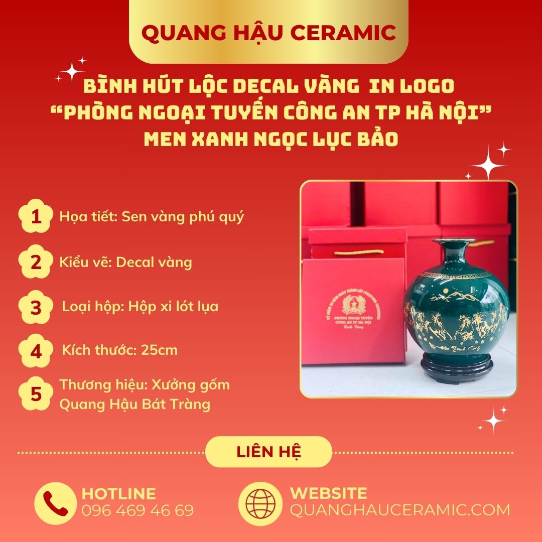 Bình hút lộc in logo Phòng ngoại tuyến công an TP Hà Nội – ảnh thiết kế kèm thông số kỹ thuật
