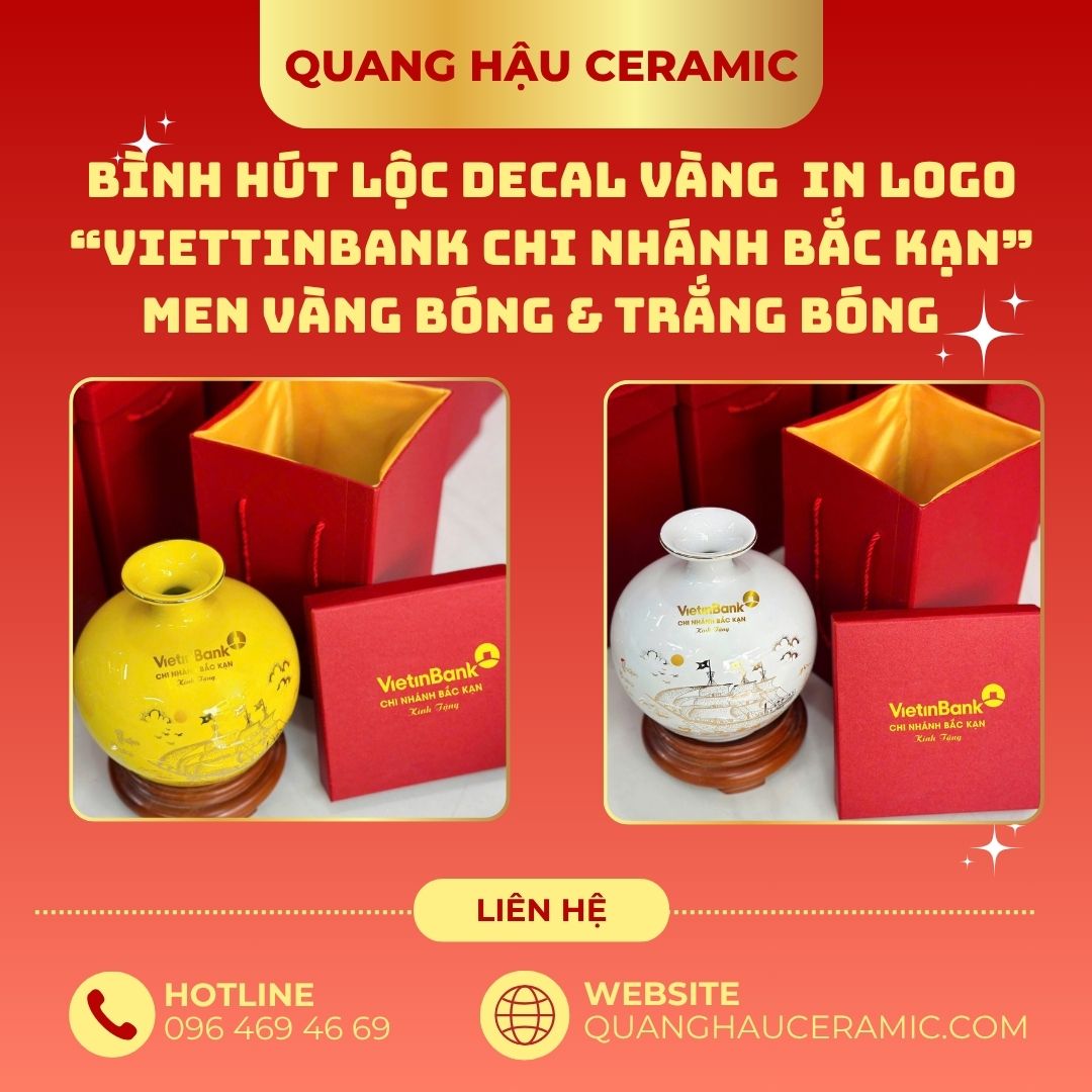 2 mẫu Bình hút lộc in logo Viettinbank chi nhánh Bắc Kạn
