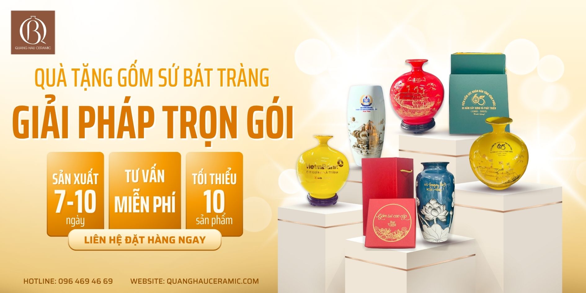 Giải pháp quà tặng doanh nghiệp từ gốm sứ Bát Tràng Quang Hậu Ceramic